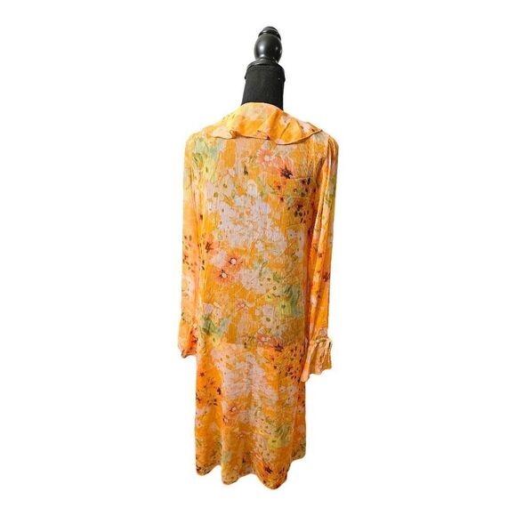 Wild Fable Ladies Orange Floral Print Sheer Long Sleeves Cover-Up Size Multiple - Picture 9 of 10